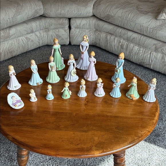 Pastel Porcelain Figurine Collection in Blue Green Lavender and Cream